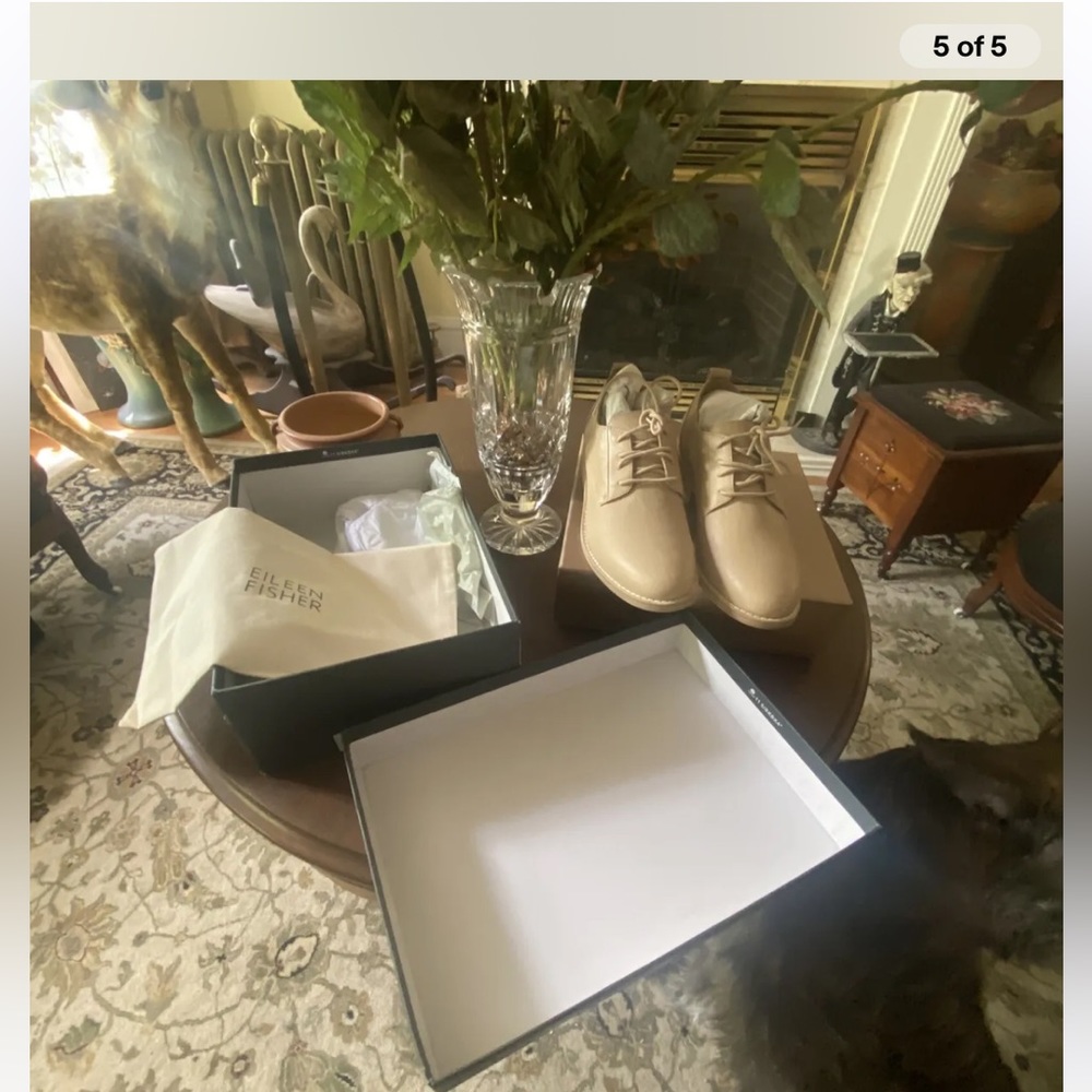 Eileen Fisher Woman’s Nan Detby Oxford. New in box. Color bone. Size 8.